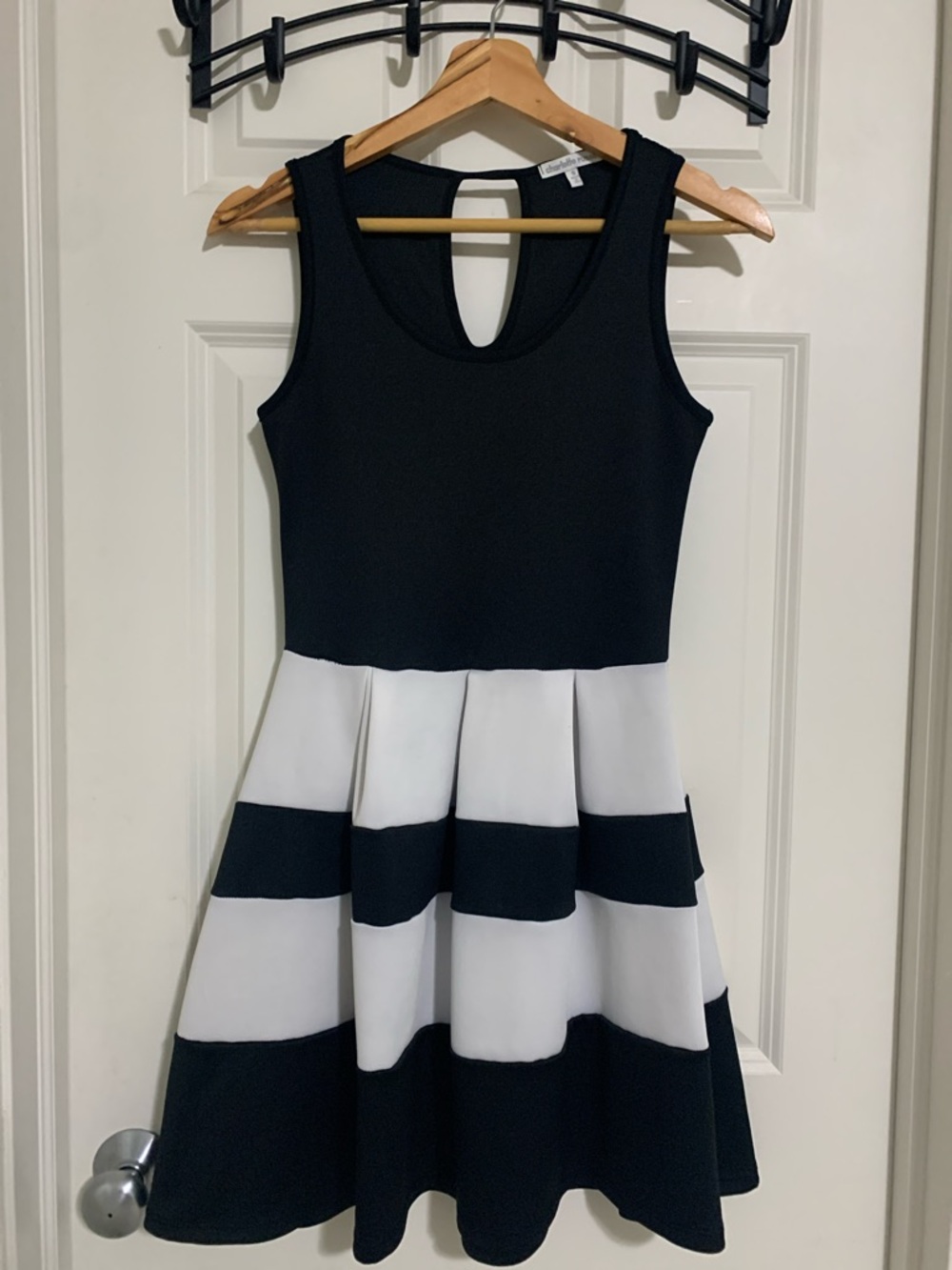 Charlotte Russe Black and White Striped Fit-and-Flare Dress
